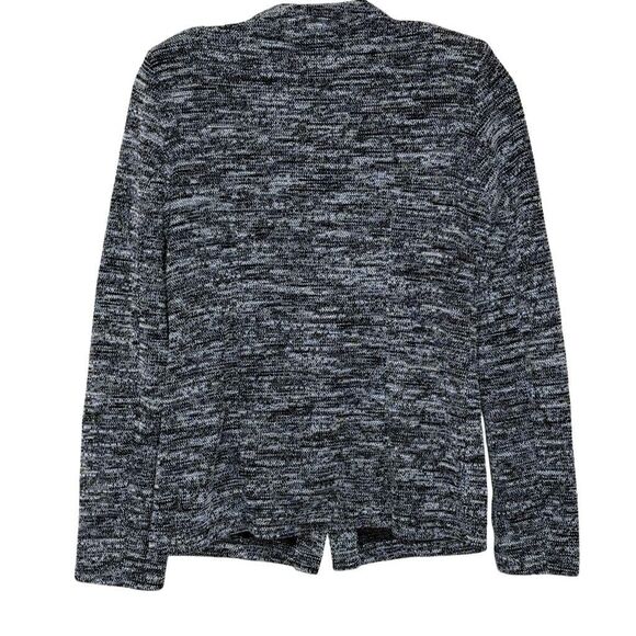 Karl Lagerfeld Grey Long Sleeve Tweed Blazer Jacket Size 2 Faux Pearl Button - Picture 4 of 10